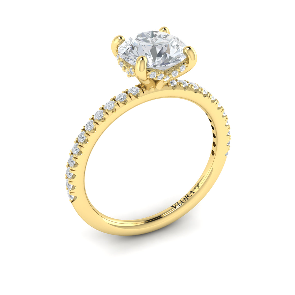 14kt Yellow Gold Round Diamond Hidden Halo Ring