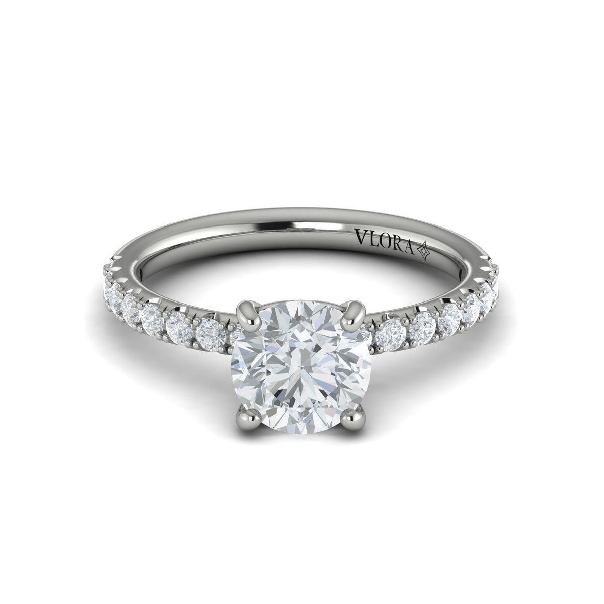 14K White Gold Round Diamond Classic Engagement Ring