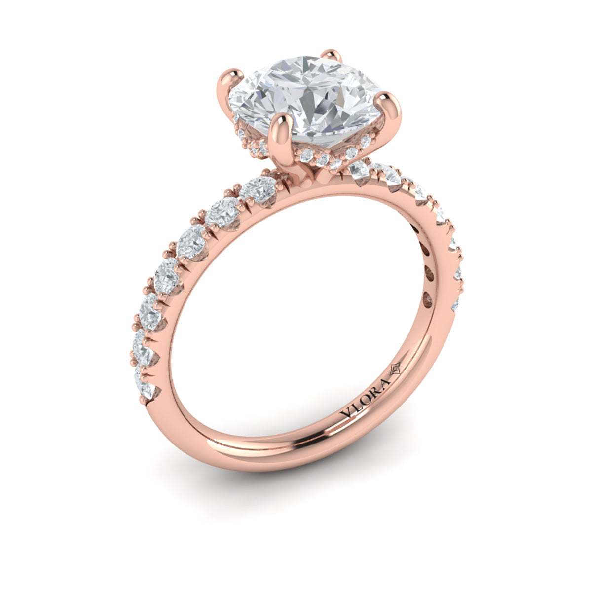 14kt Rose Gold Diamond Hidden Halo Engagement Ring