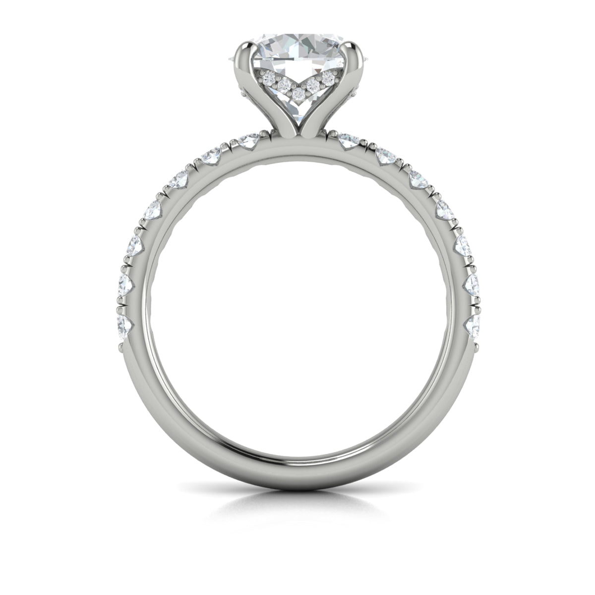 14K White Gold Hidden Halo Diamond Engagement Ring