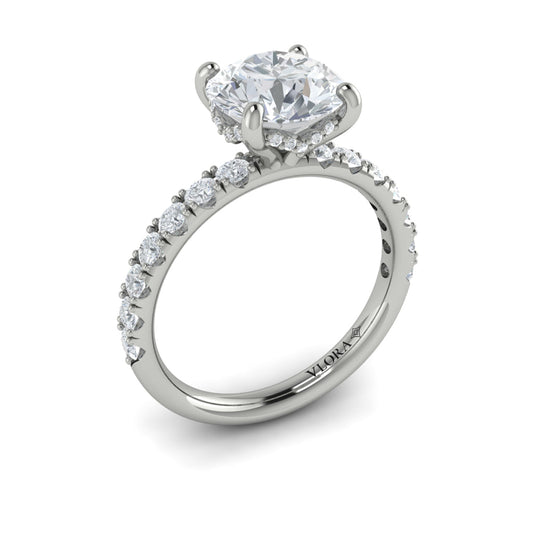 14K White Gold Hidden Halo Diamond Engagement Ring