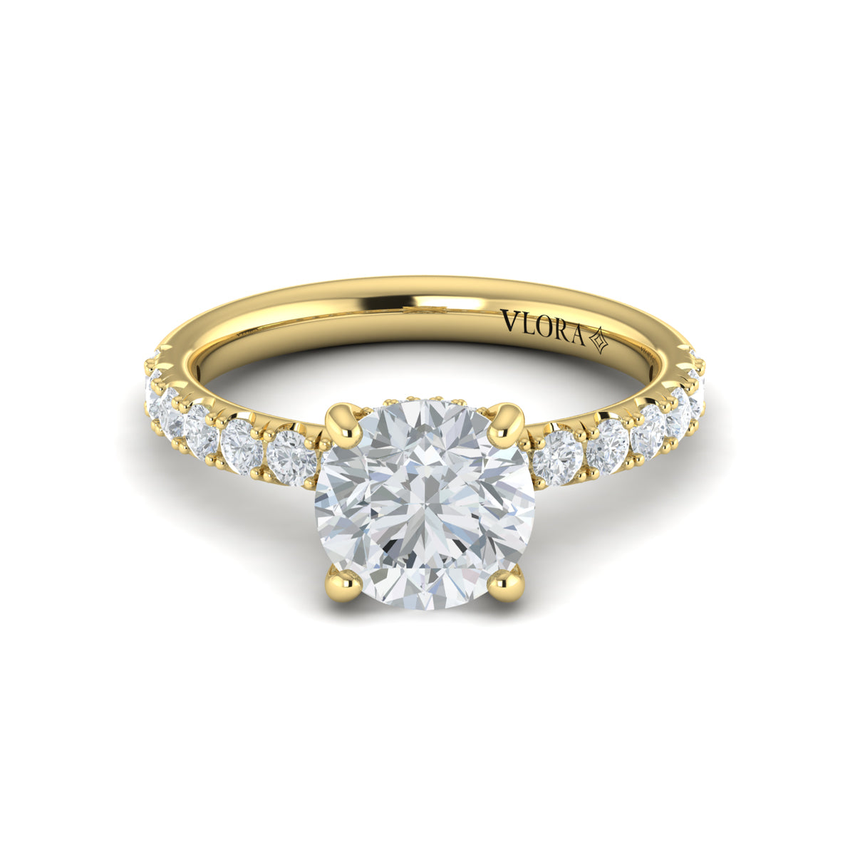 18kt Yellow Gold Diamond Hidden Halo Engagement Ring