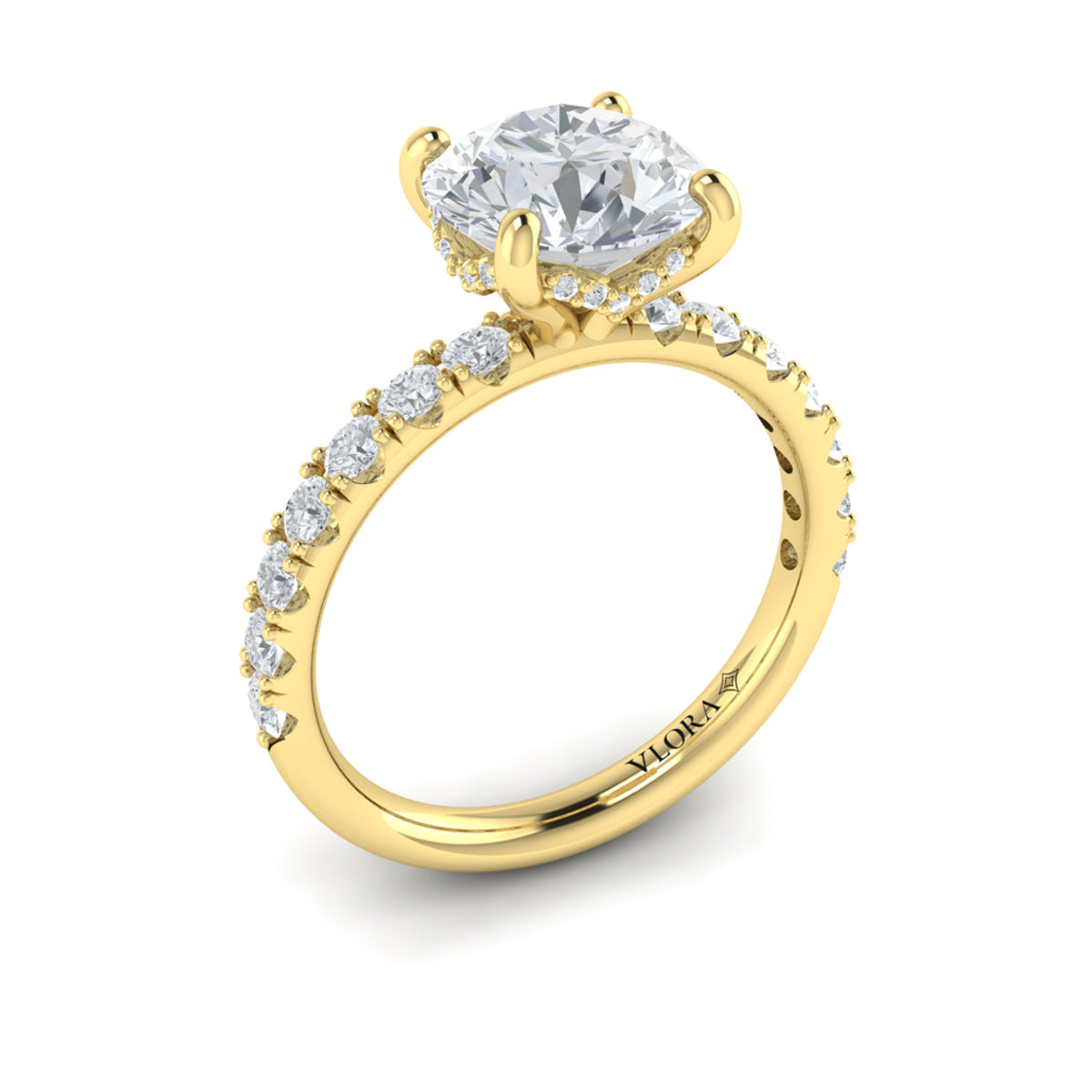 18kt Yellow Gold Diamond Hidden Halo Engagement Ring