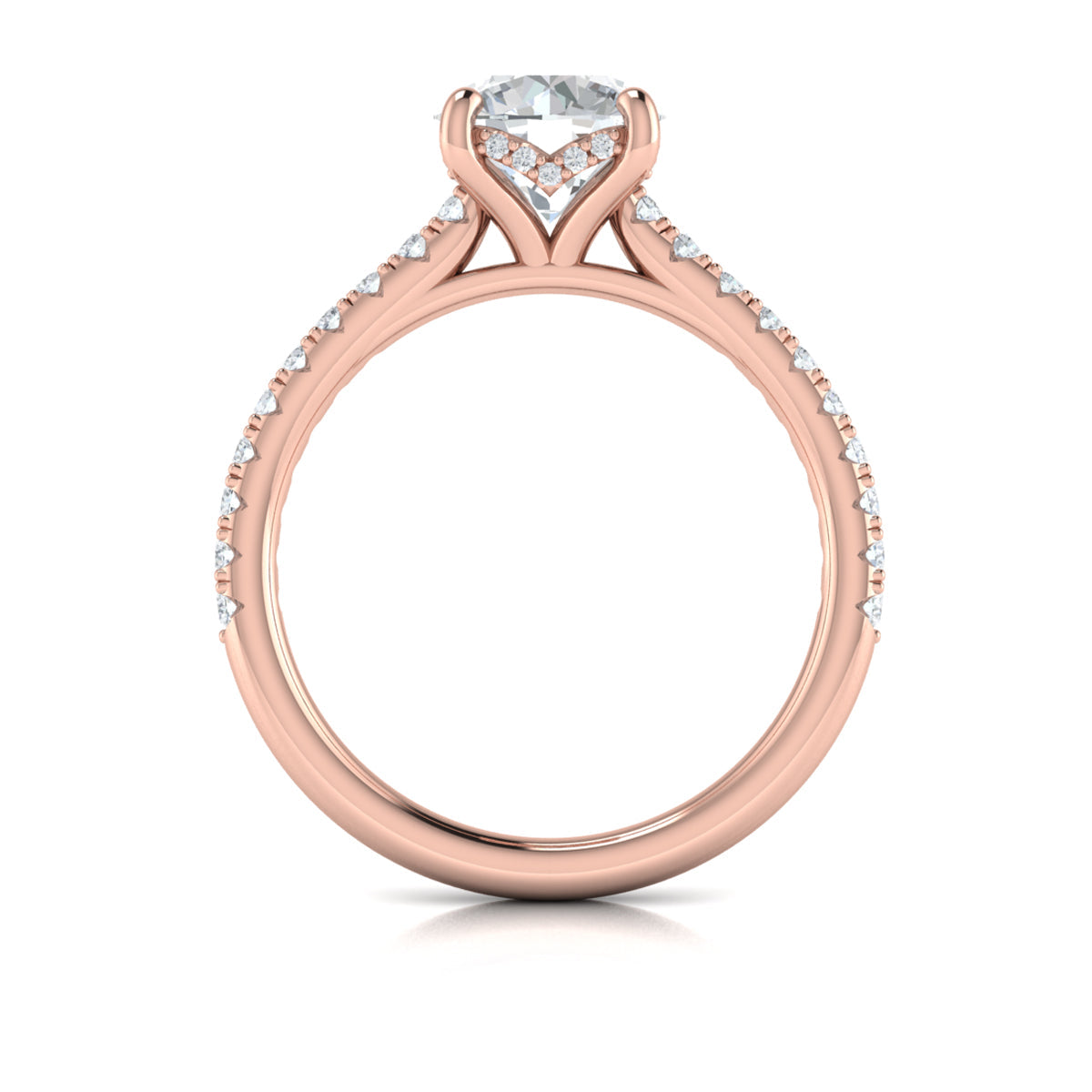 14kt Rose Gold Round Diamond Classic Hidden Halo Ring