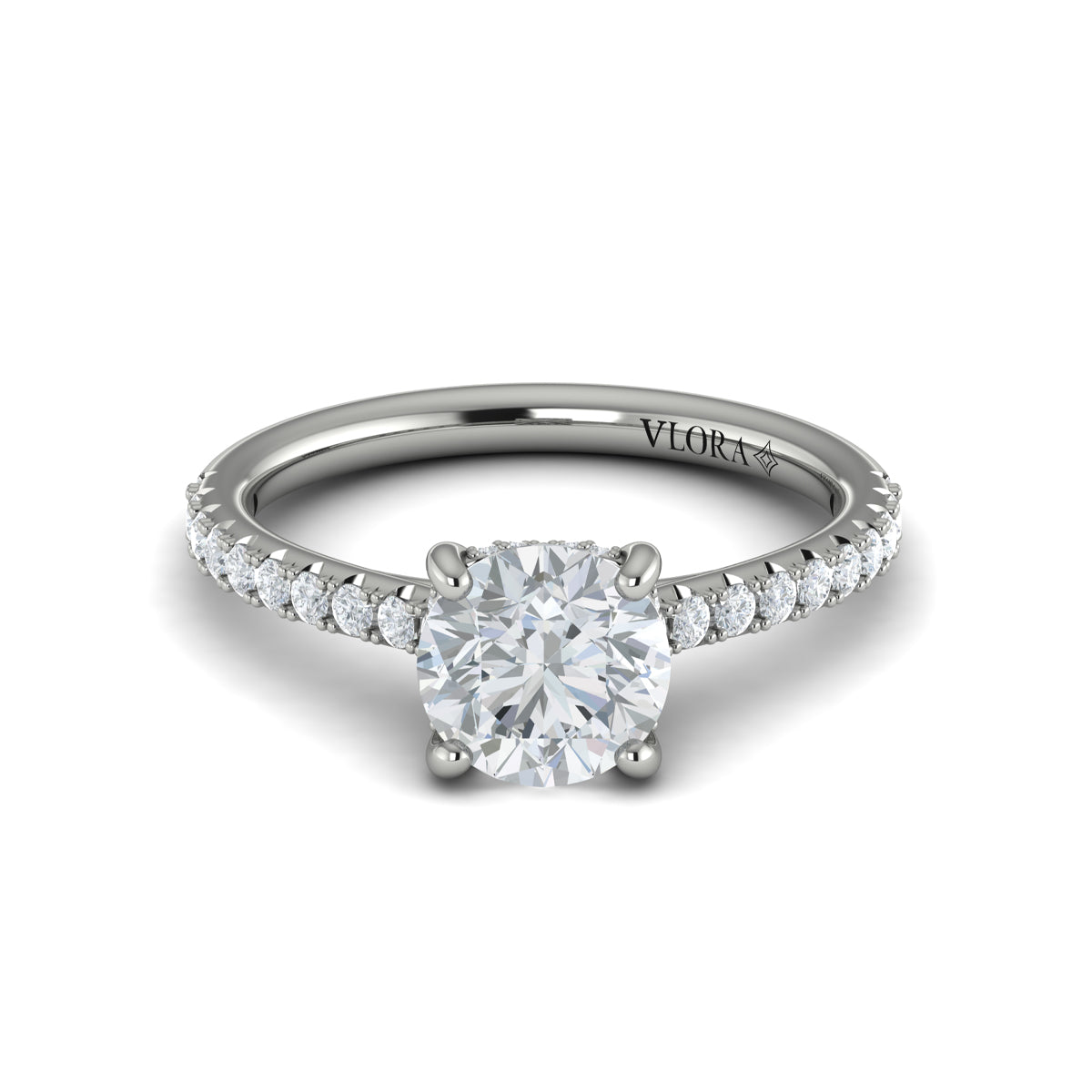 14K White Gold Classic Hidden Halo Diamond Ring