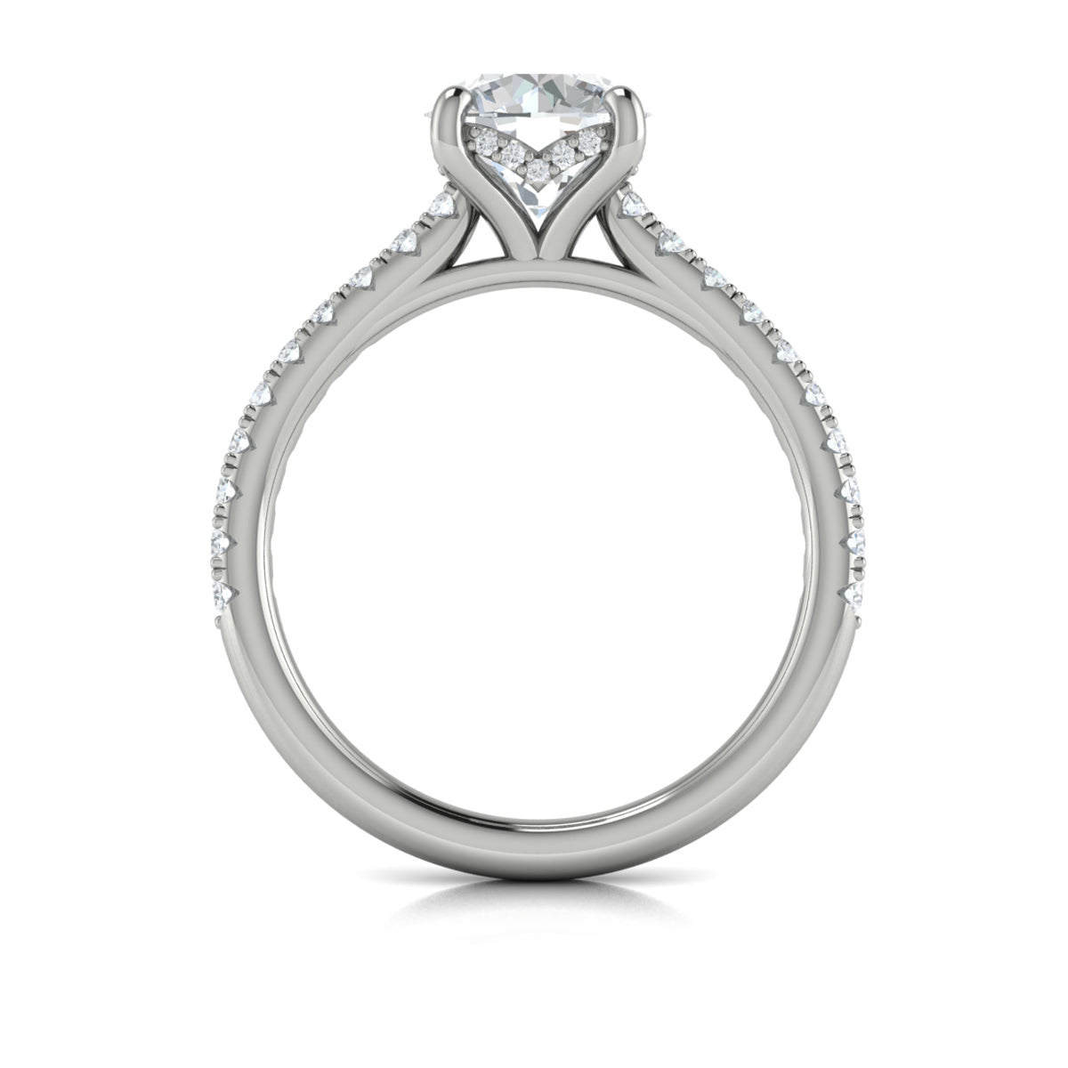 14K White Gold Classic Hidden Halo Diamond Ring