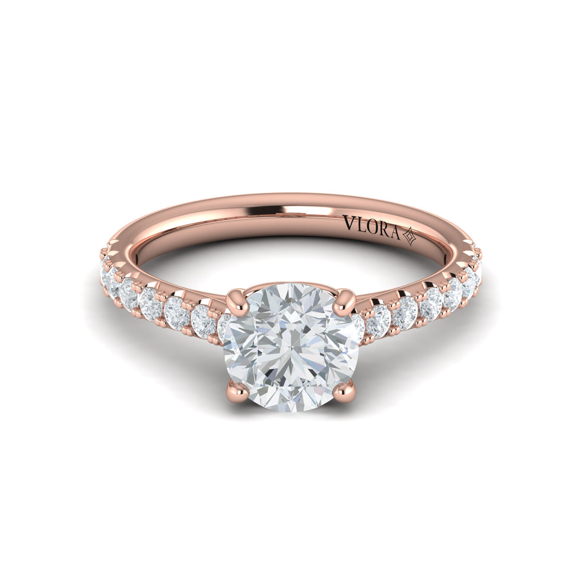 14kt Rose Gold Cathedral Diamond Engagement Ring