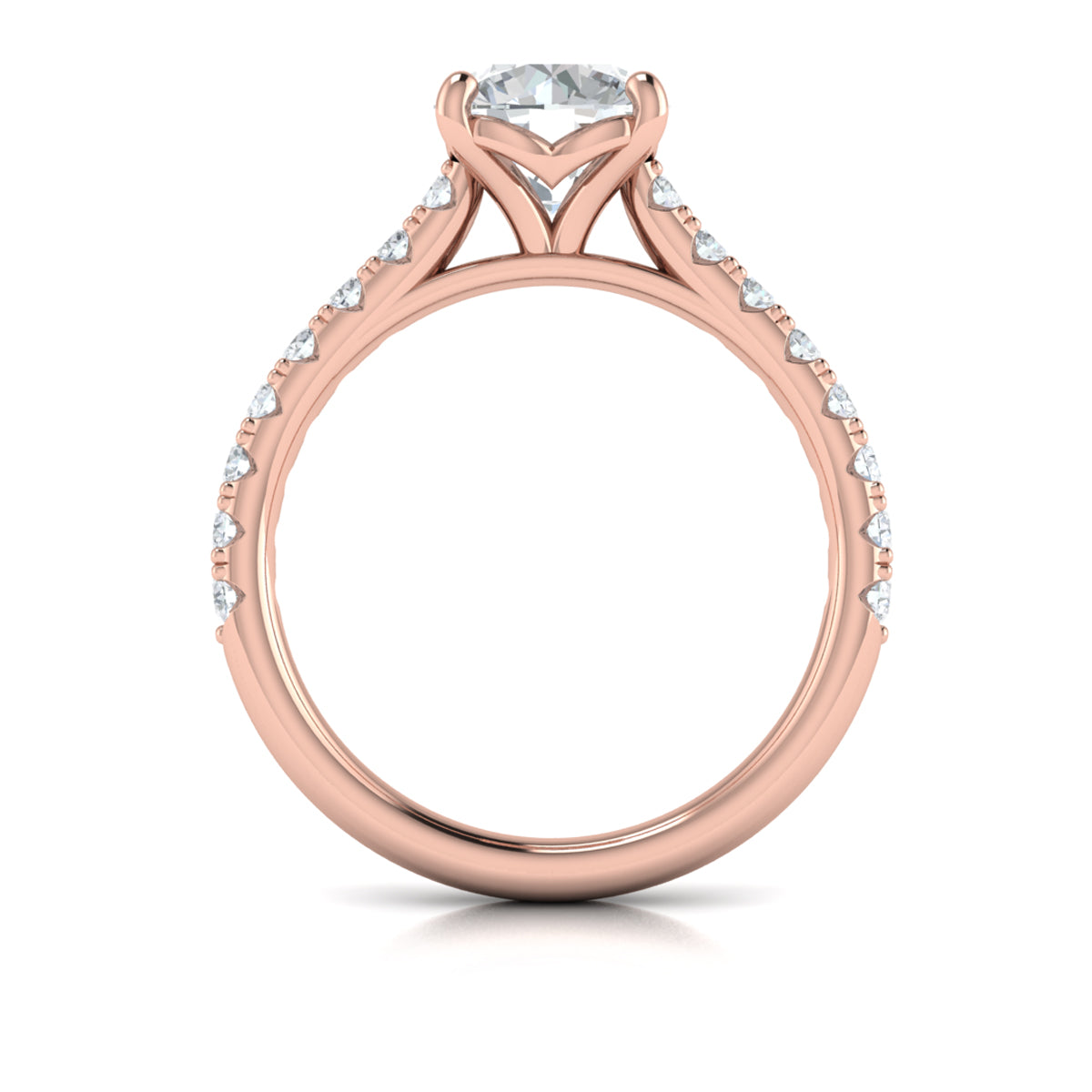 14kt Rose Gold Cathedral Diamond Engagement Ring