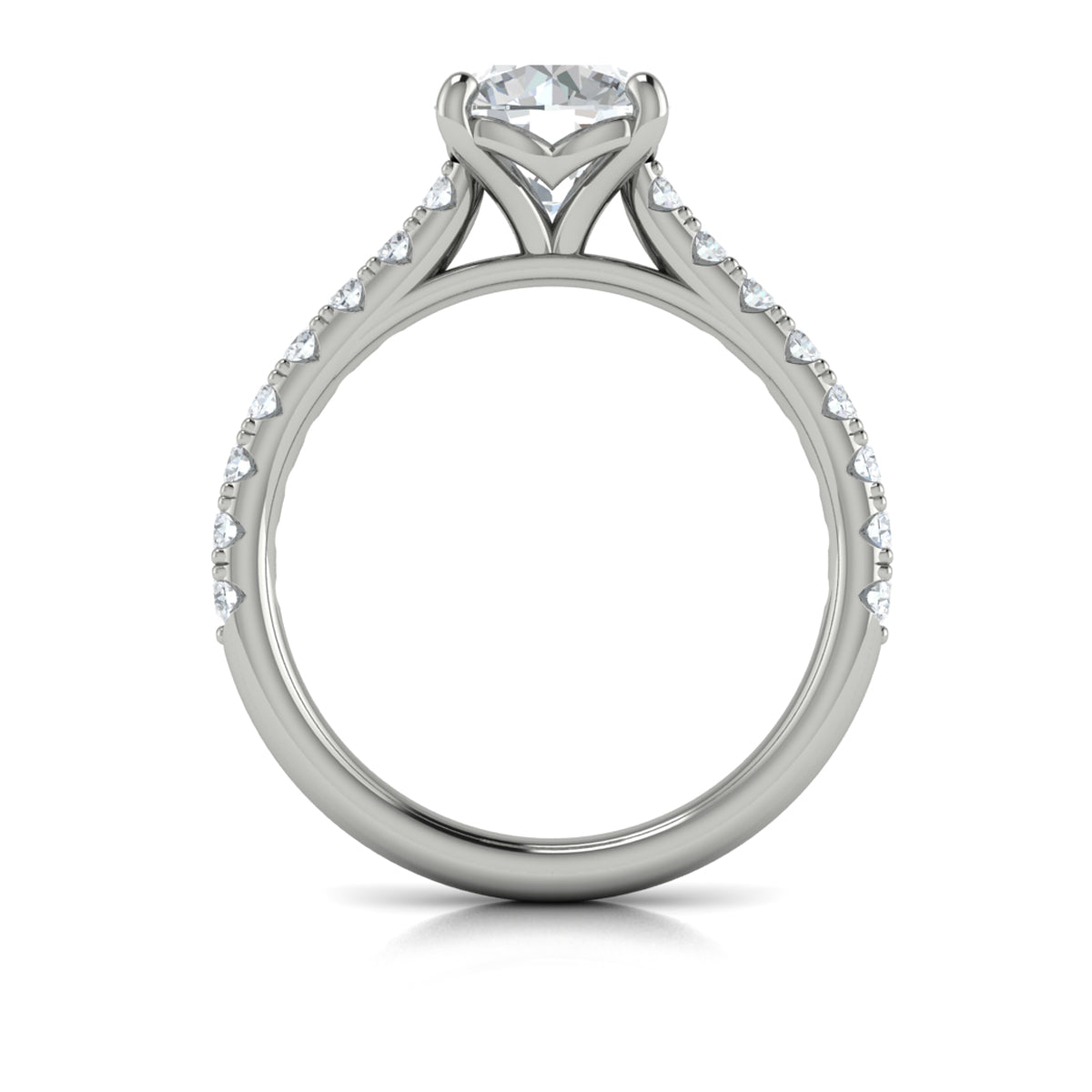 14K White Gold Cathedral Diamond Engagement Ring