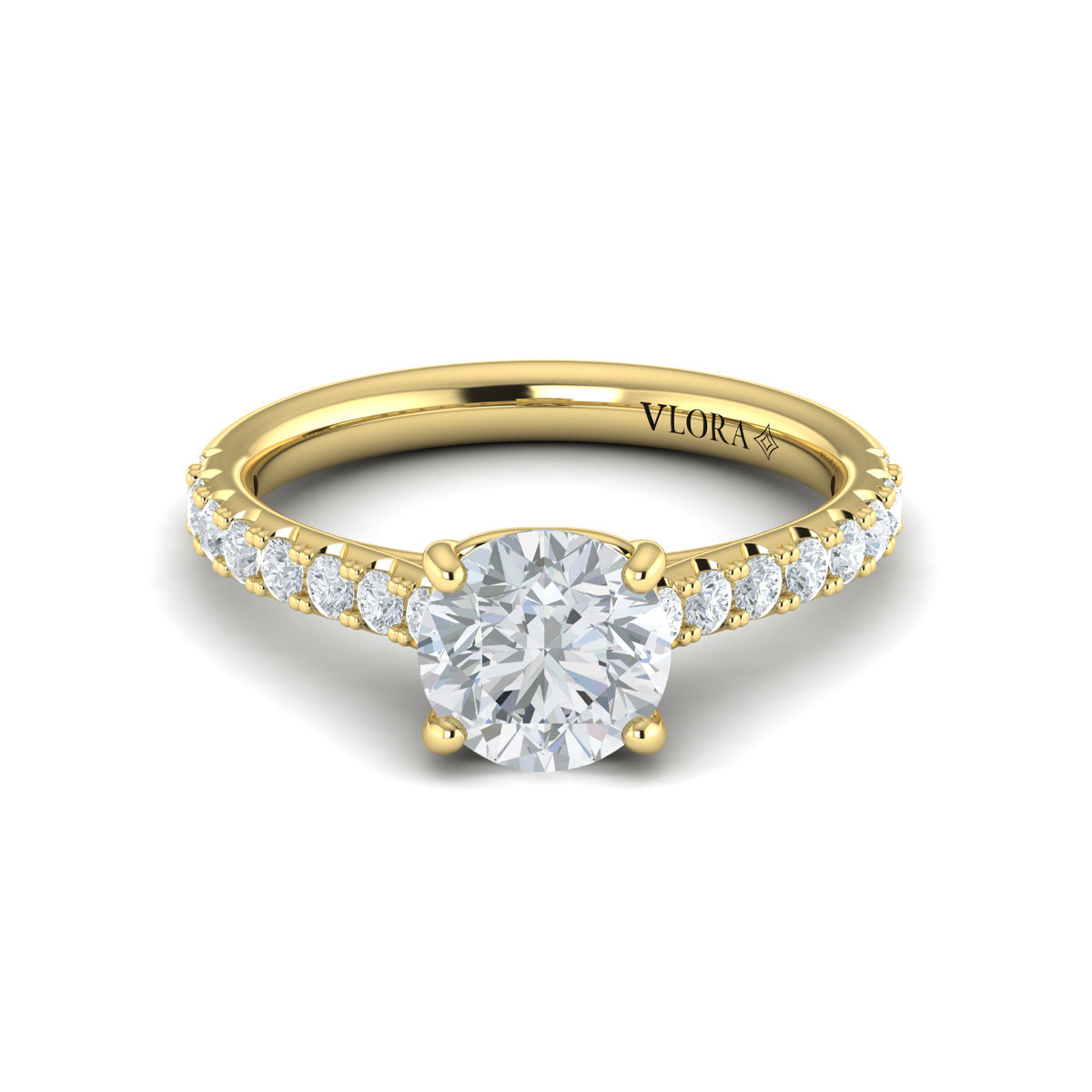 14kt Yellow Gold Cathedral Diamond Womens Engagement Ring