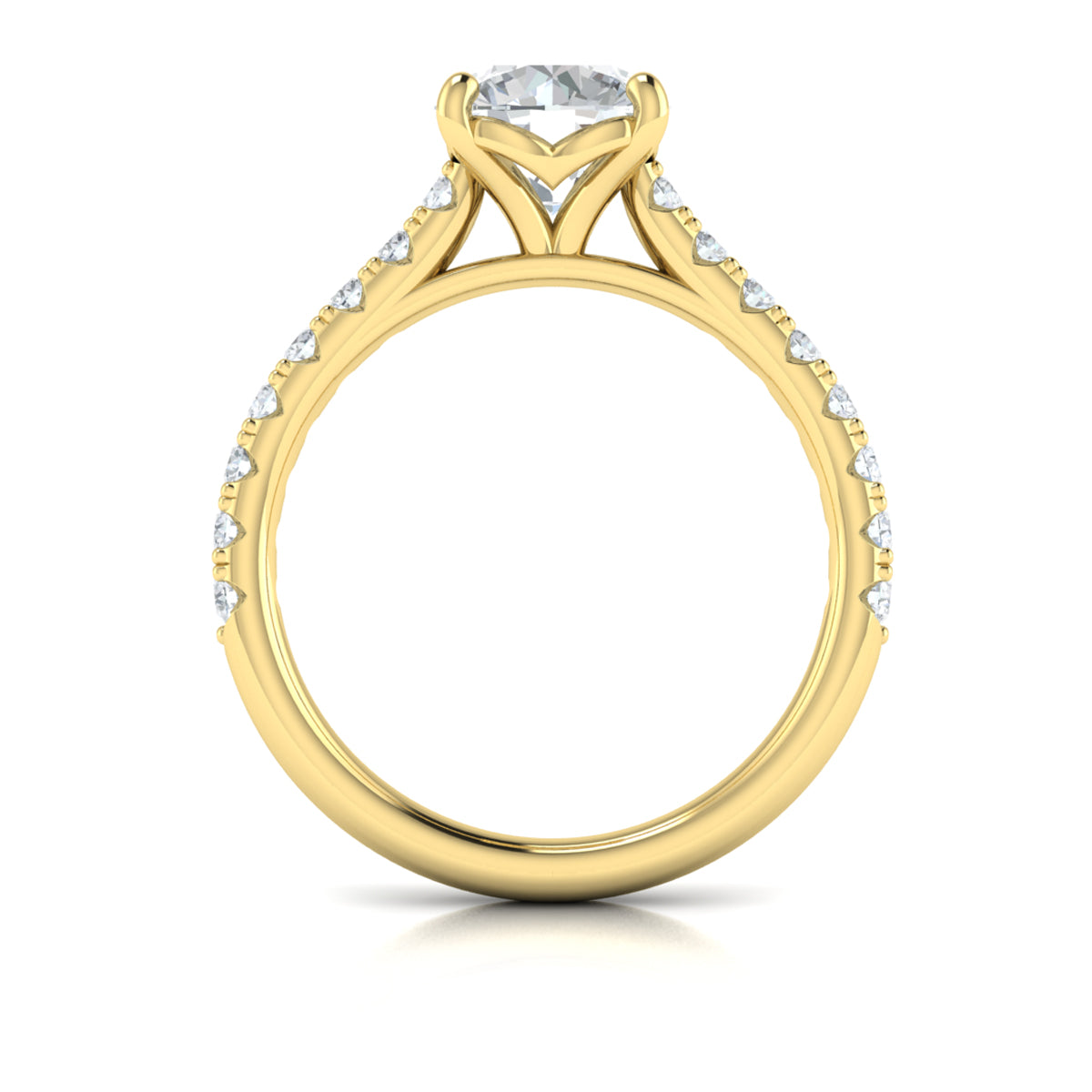 14kt Yellow Gold Cathedral Diamond Womens Engagement Ring