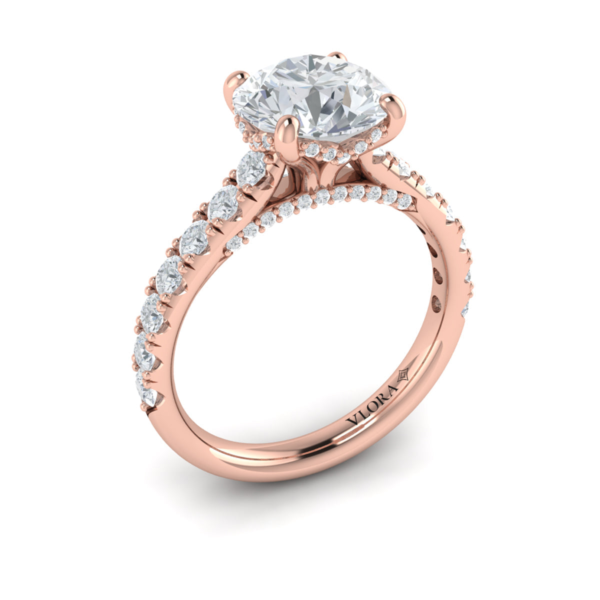 18kt Rose Gold Timeless Hidden Halo Diamond Ring