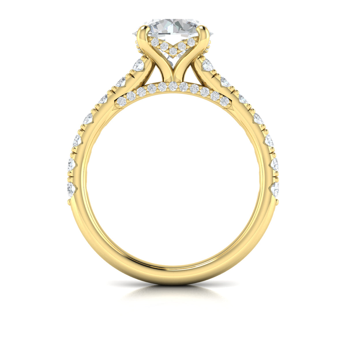 14kt Yellow Gold Round Diamond Cathedral Engagement Ring