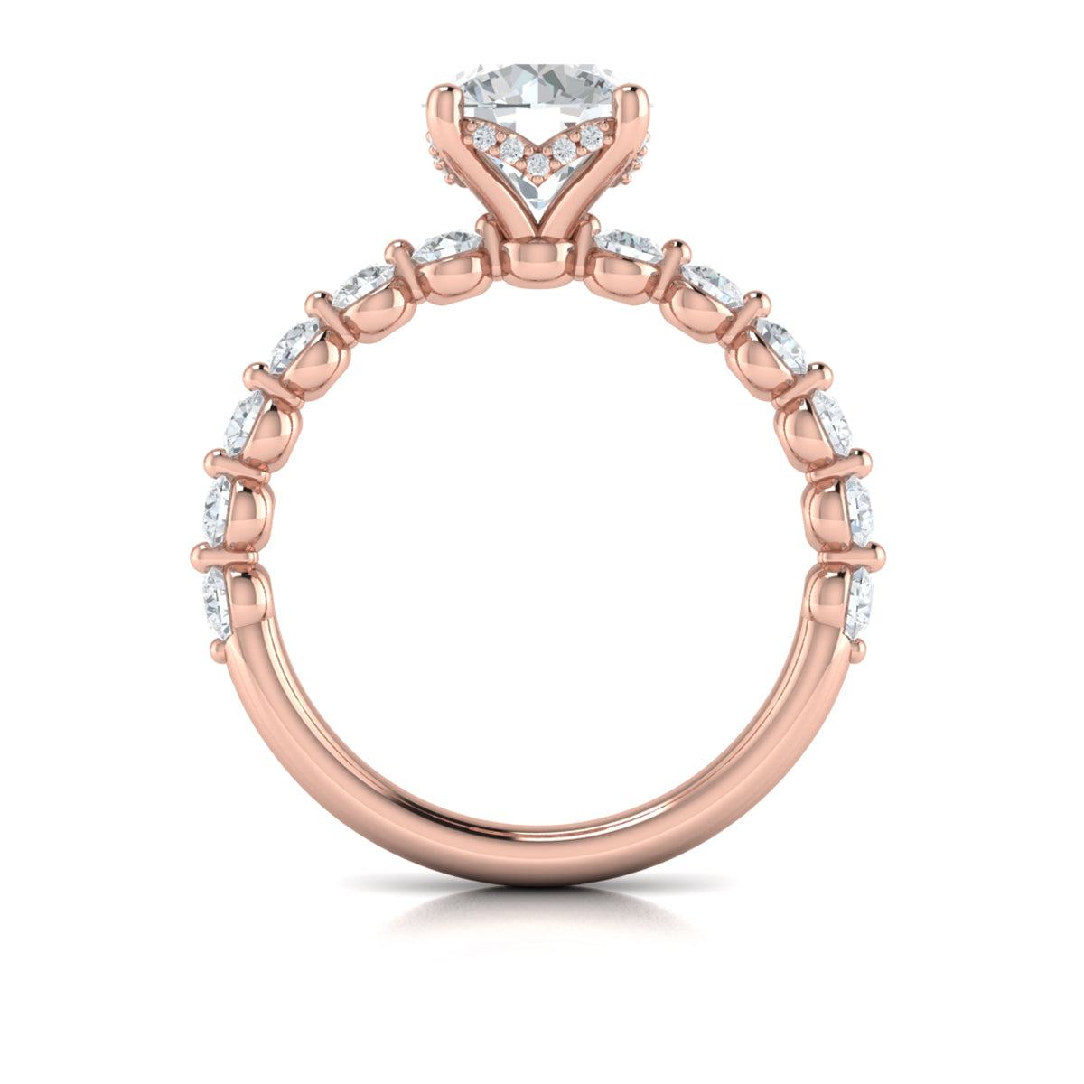 14kt Rose Gold Round Diamond Hidden Halo Ring