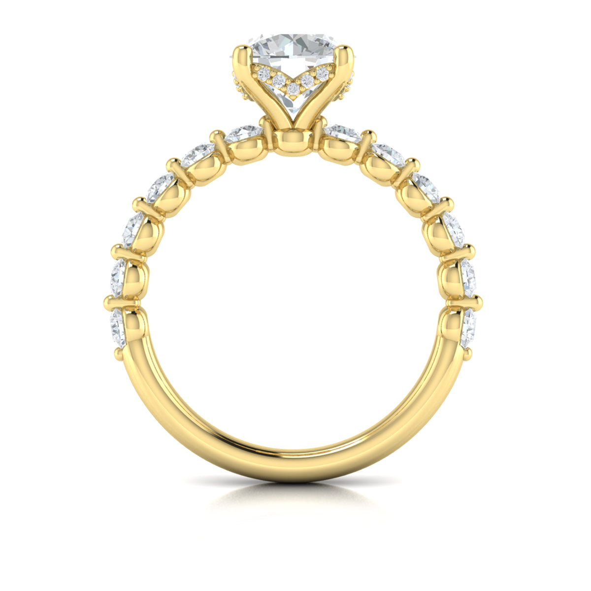 14kt Yellow Gold Round Diamond Hidden Halo Engagement Ring