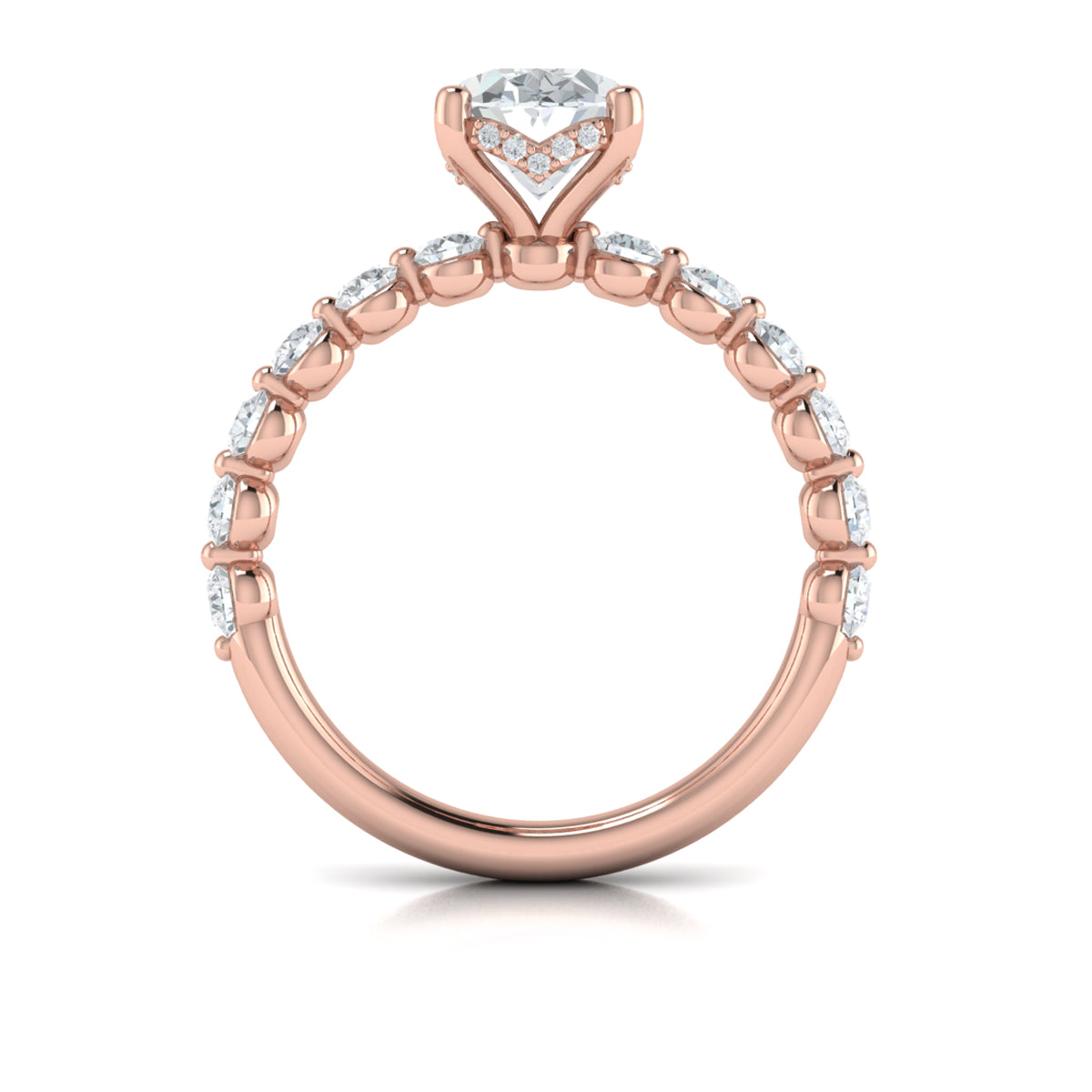 18kt Rose Gold Oval Diamond Hidden Halo Engagement Ring