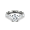 14K White Gold Oval Diamond Hidden Halo Engagement Ring