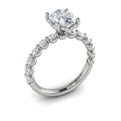 14K White Gold Oval Diamond Hidden Halo Engagement Ring