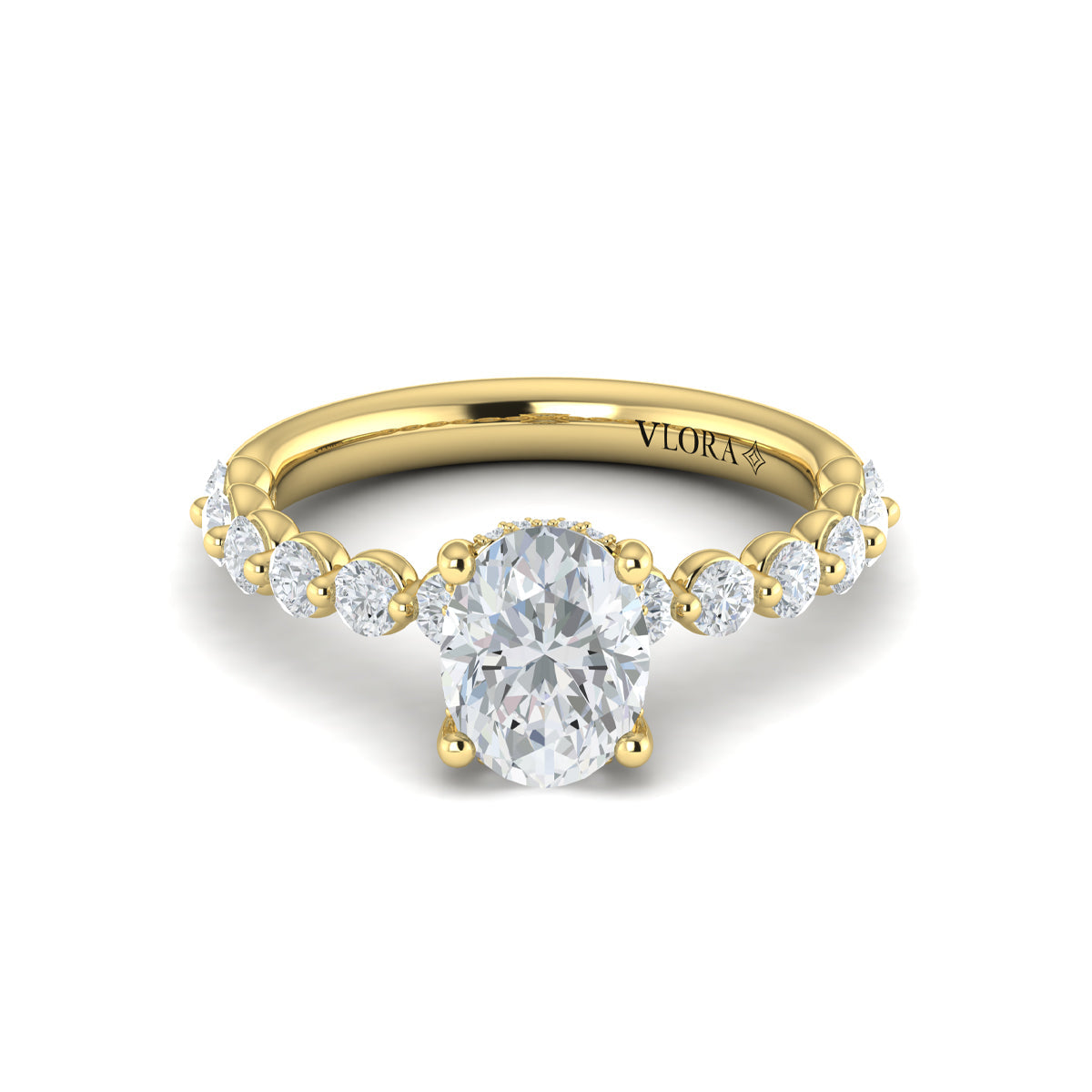 18kt Yellow Gold Oval Diamond Hidden Halo Engagement Ring