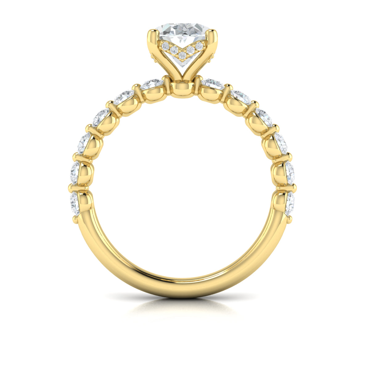 18kt Yellow Gold Oval Diamond Hidden Halo Engagement Ring