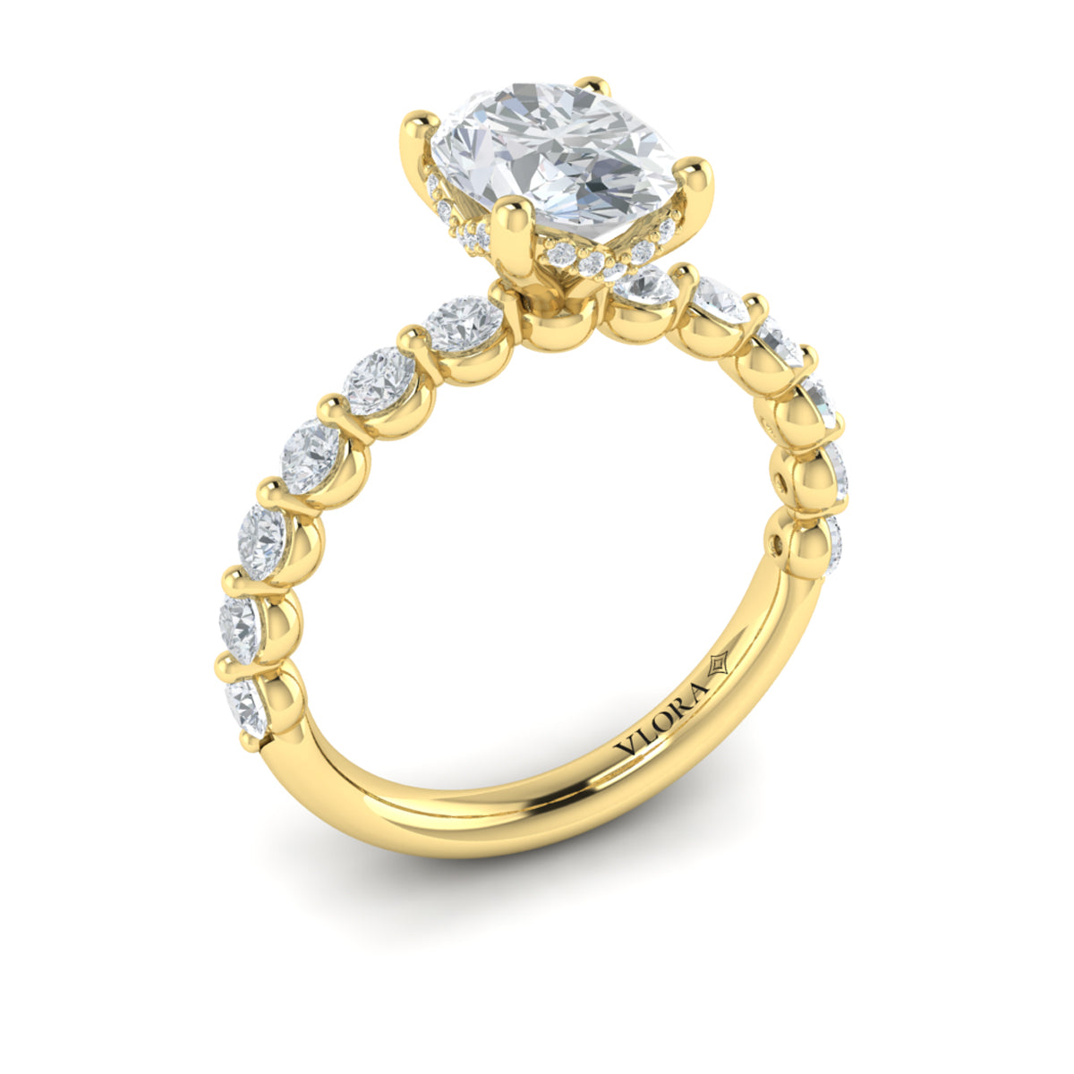 18kt Yellow Gold Oval Diamond Hidden Halo Engagement Ring