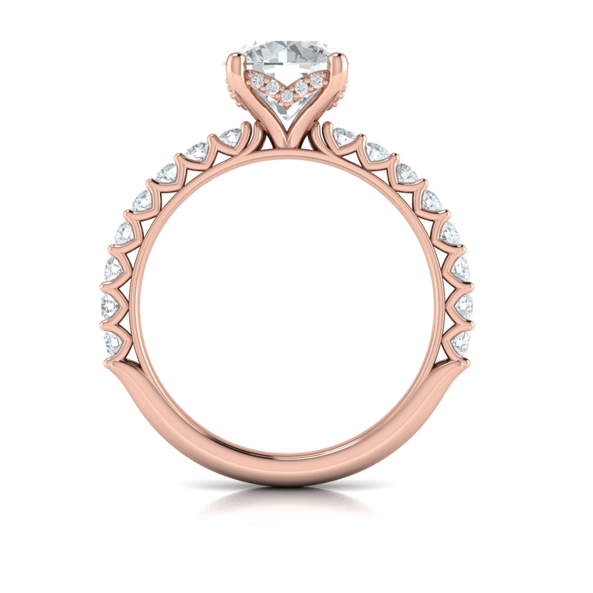 14kt Rose Gold Round Diamond Hidden Halo Ring