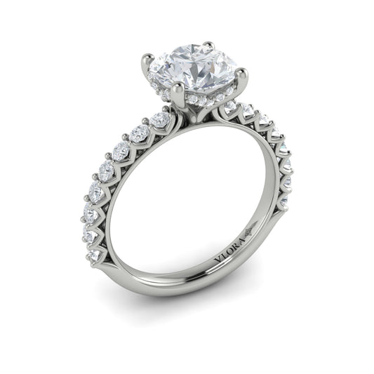 14K White Gold Round Diamond Hidden Halo Ring