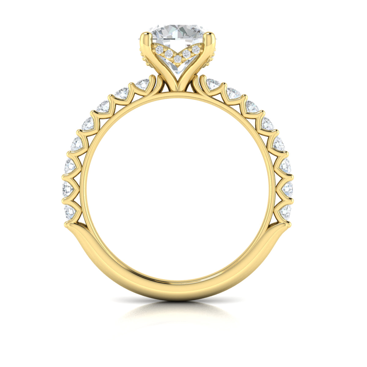 14kt Yellow Gold Round Diamond Hidden Halo Ring