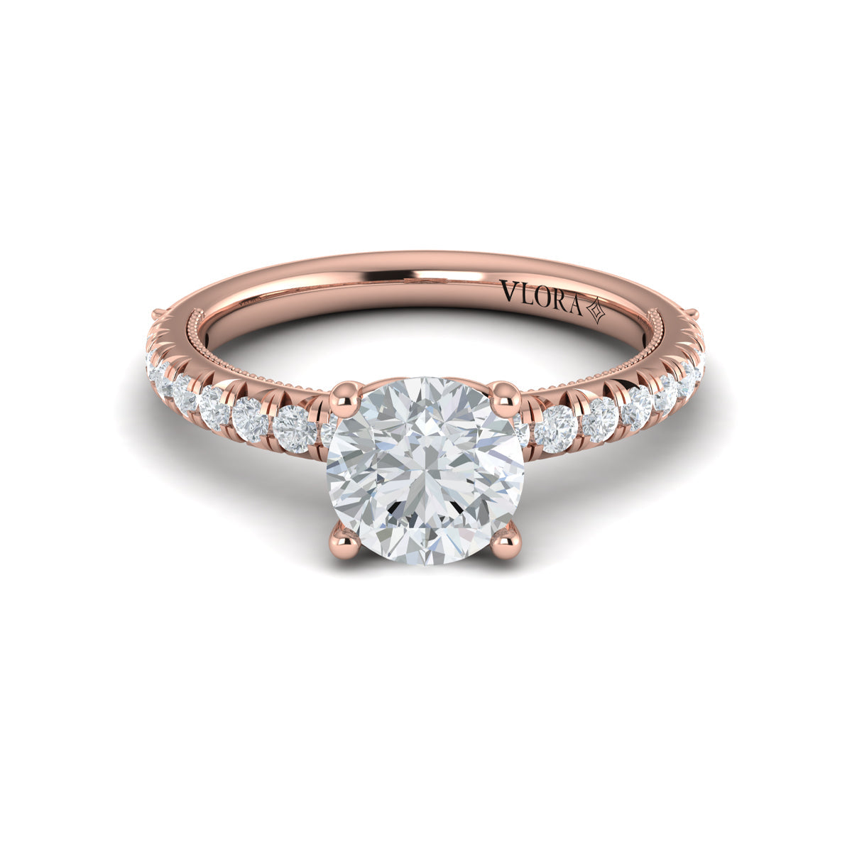 18kt Rose Gold French Pave Diamond Engagement Ring