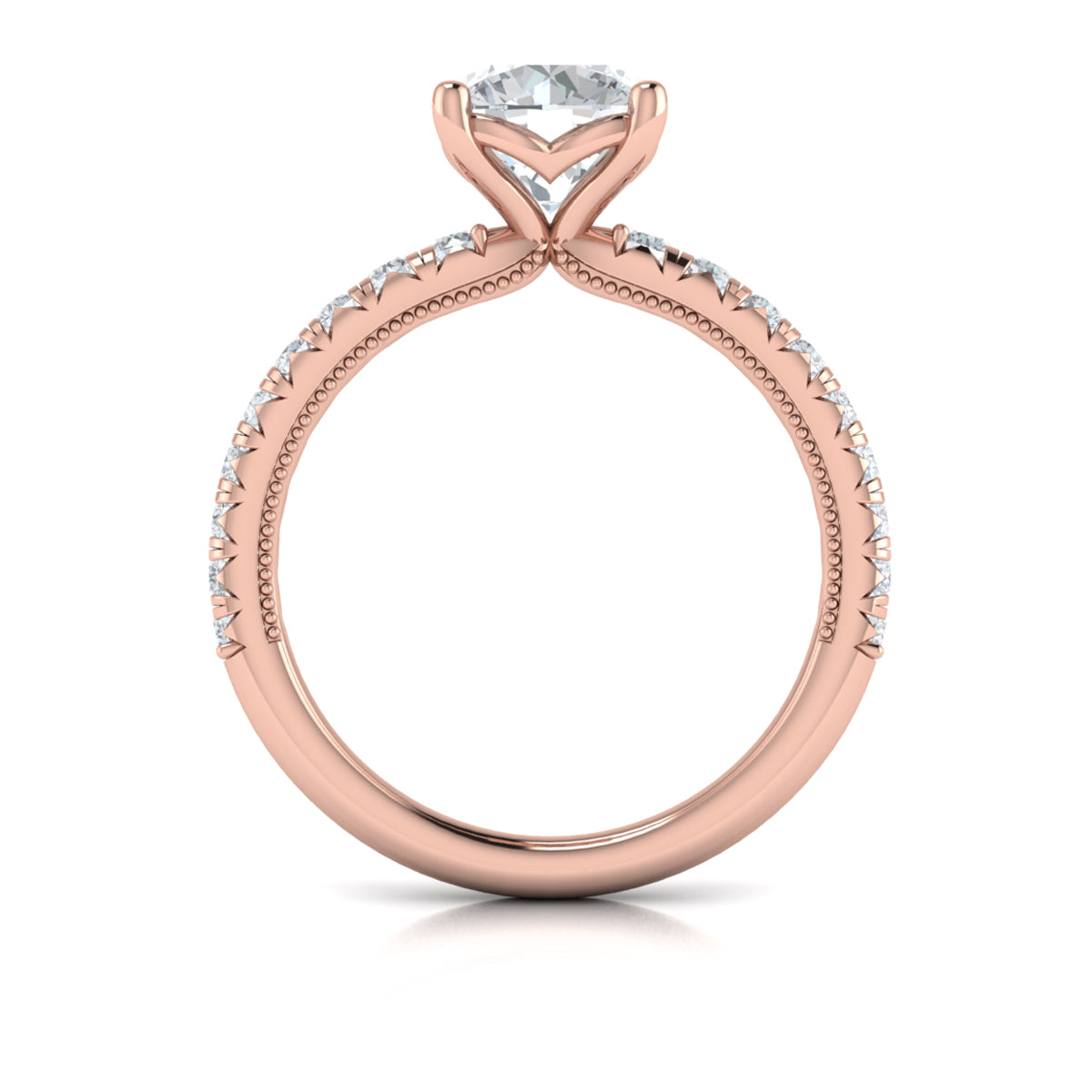 18kt Rose Gold French Pave Diamond Engagement Ring
