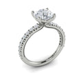 14K White Gold French Pave Diamond Engagement Ring