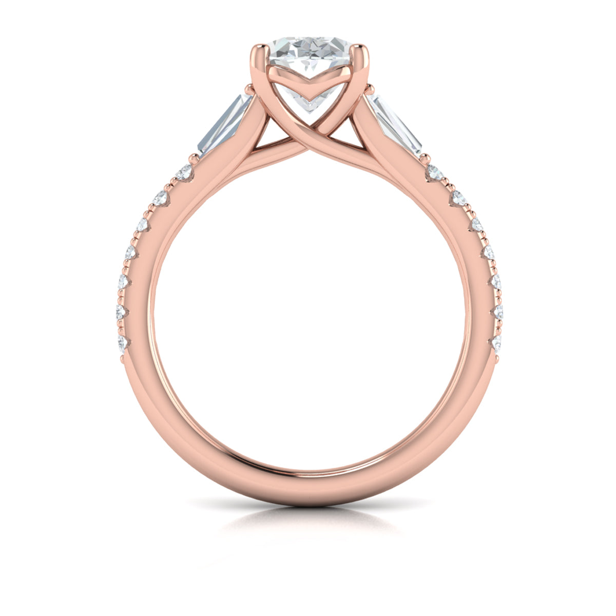 14kt Rose Gold Oval Diamond Three-Stone Engagement Ring
