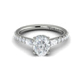 14K White Gold Oval Diamond Three-Stone Engagement Ring