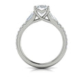 14K White Gold Oval Diamond Three-Stone Engagement Ring