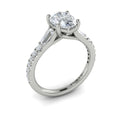 14K White Gold Oval Diamond Three-Stone Engagement Ring