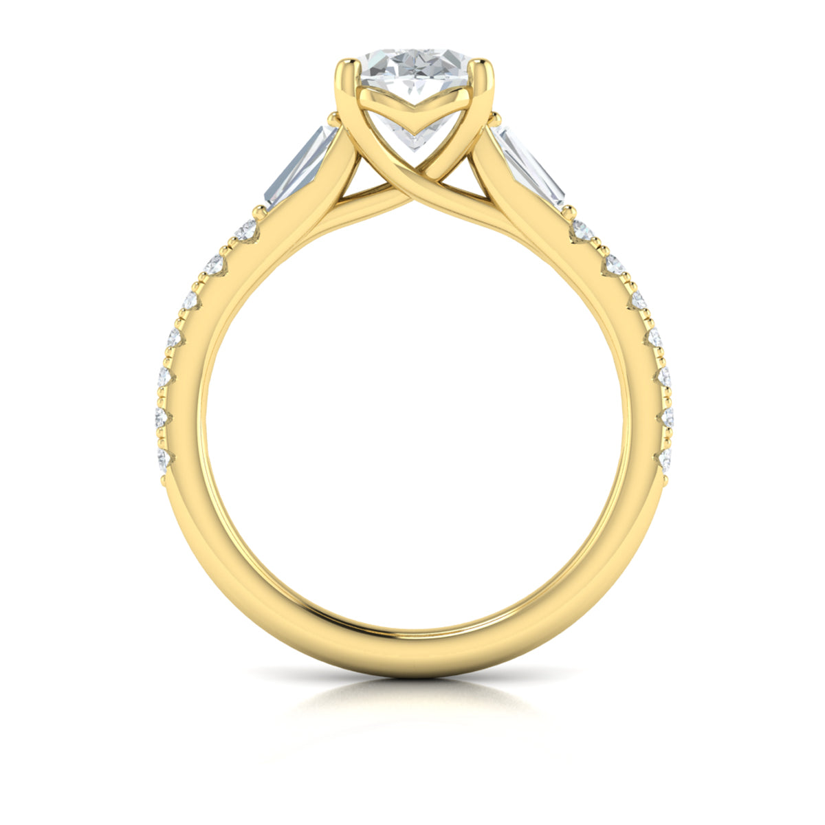 14kt Yellow Gold Oval Diamond Three-Stone Engagement Ring