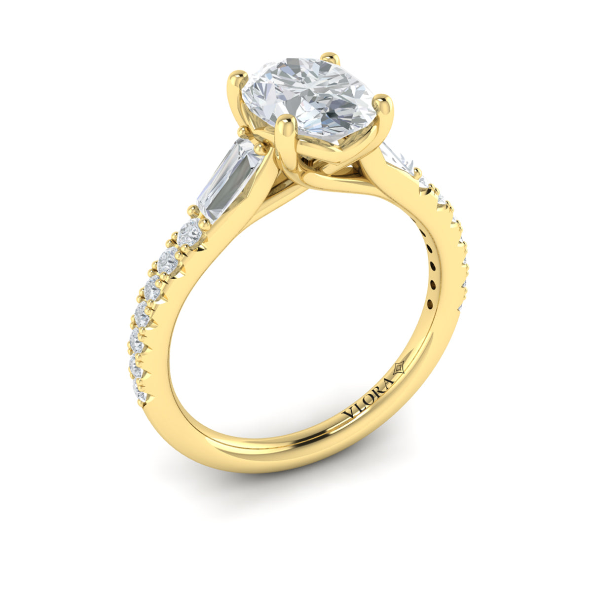 14kt Yellow Gold Oval Diamond Three-Stone Engagement Ring