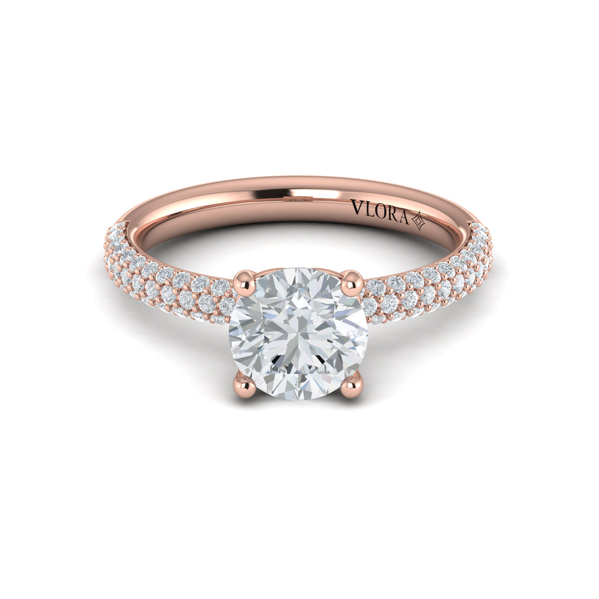 14kt Rose Gold Micropave Diamond Engagement Ring