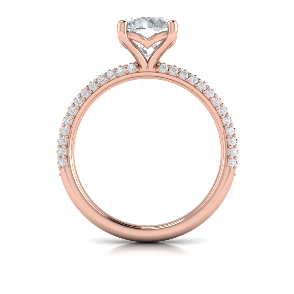 14kt Rose Gold Micropave Diamond Engagement Ring