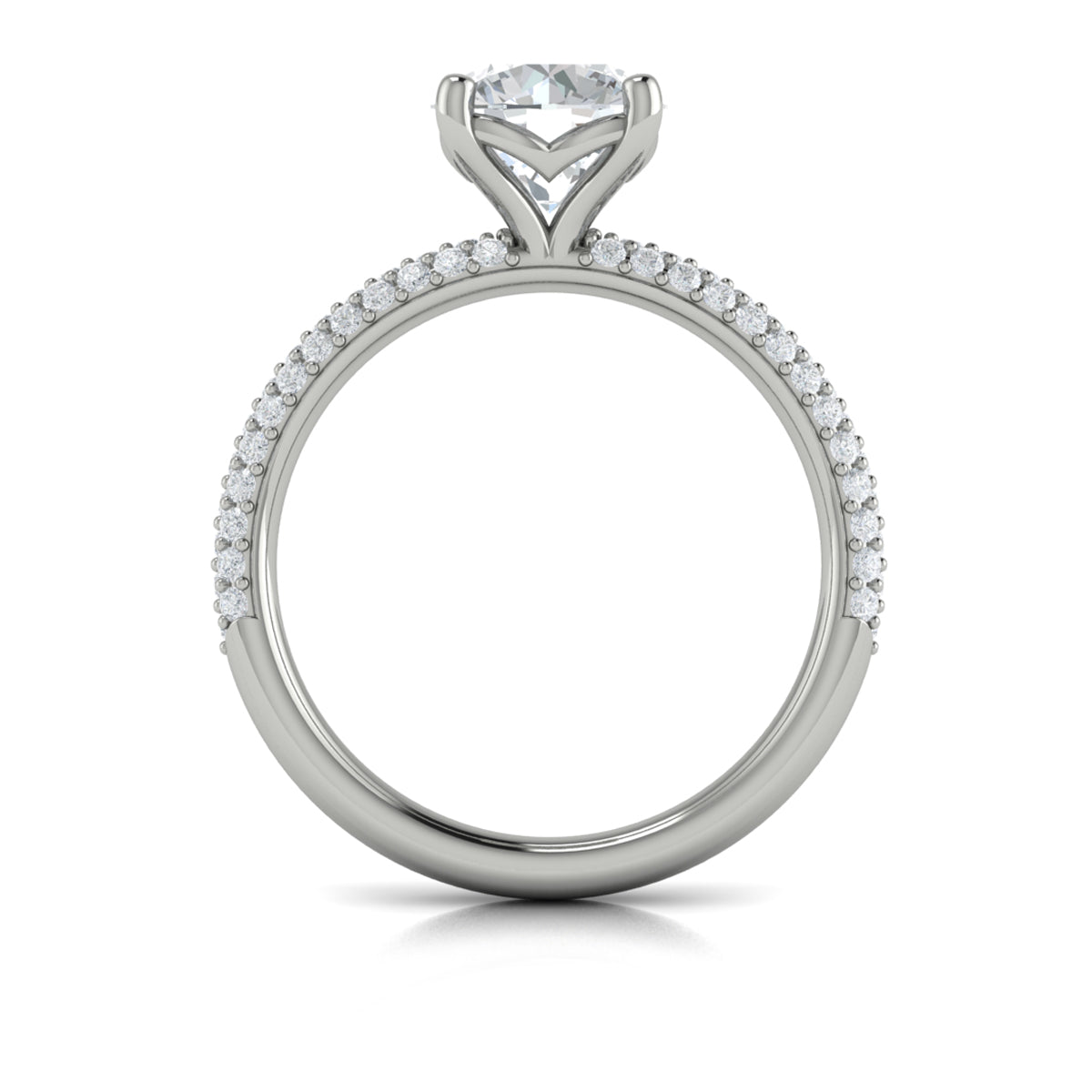 14K White Gold Micropave Diamond Engagement Ring