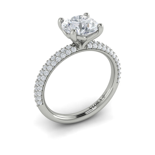 14K White Gold Micropave Diamond Engagement Ring