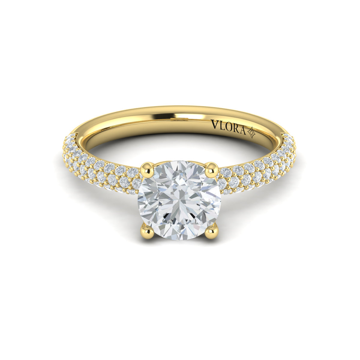 14kt Yellow Gold Diamond Micropave Engagement Ring