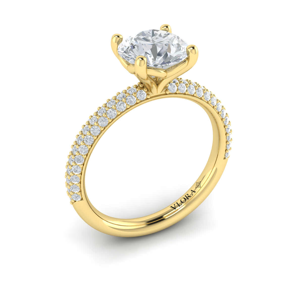 14kt Yellow Gold Diamond Micropave Engagement Ring