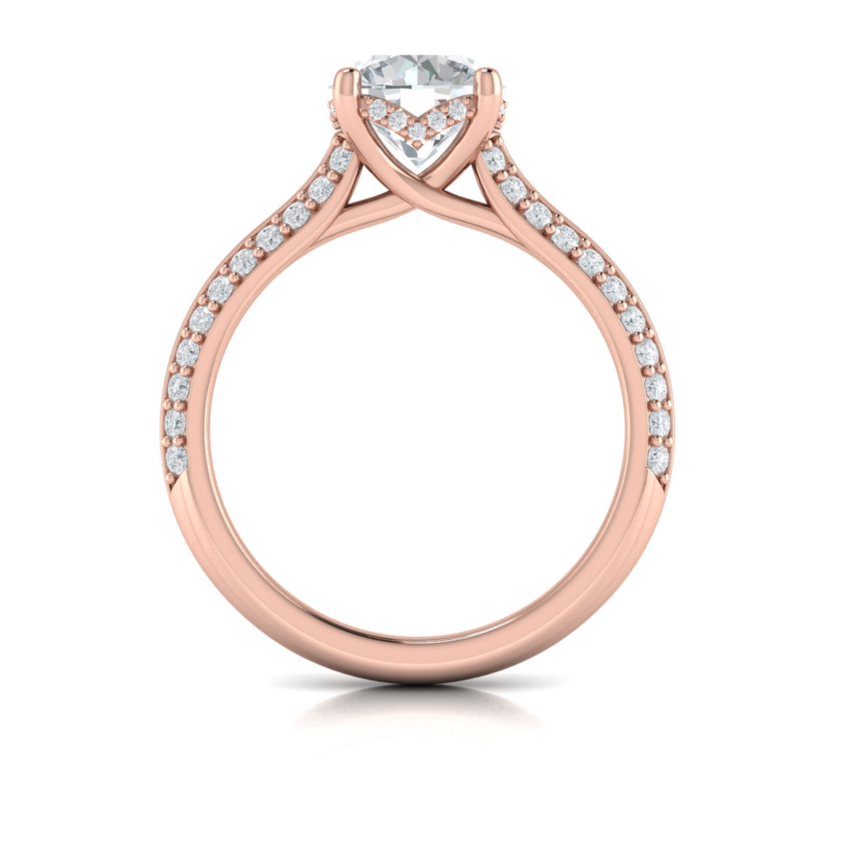 18kt Rose Gold Round Diamond Hidden Halo Engagement Ring