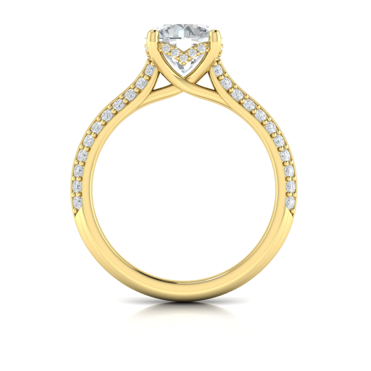 14kt Yellow Gold Round Diamond Hidden Halo Engagement Ring