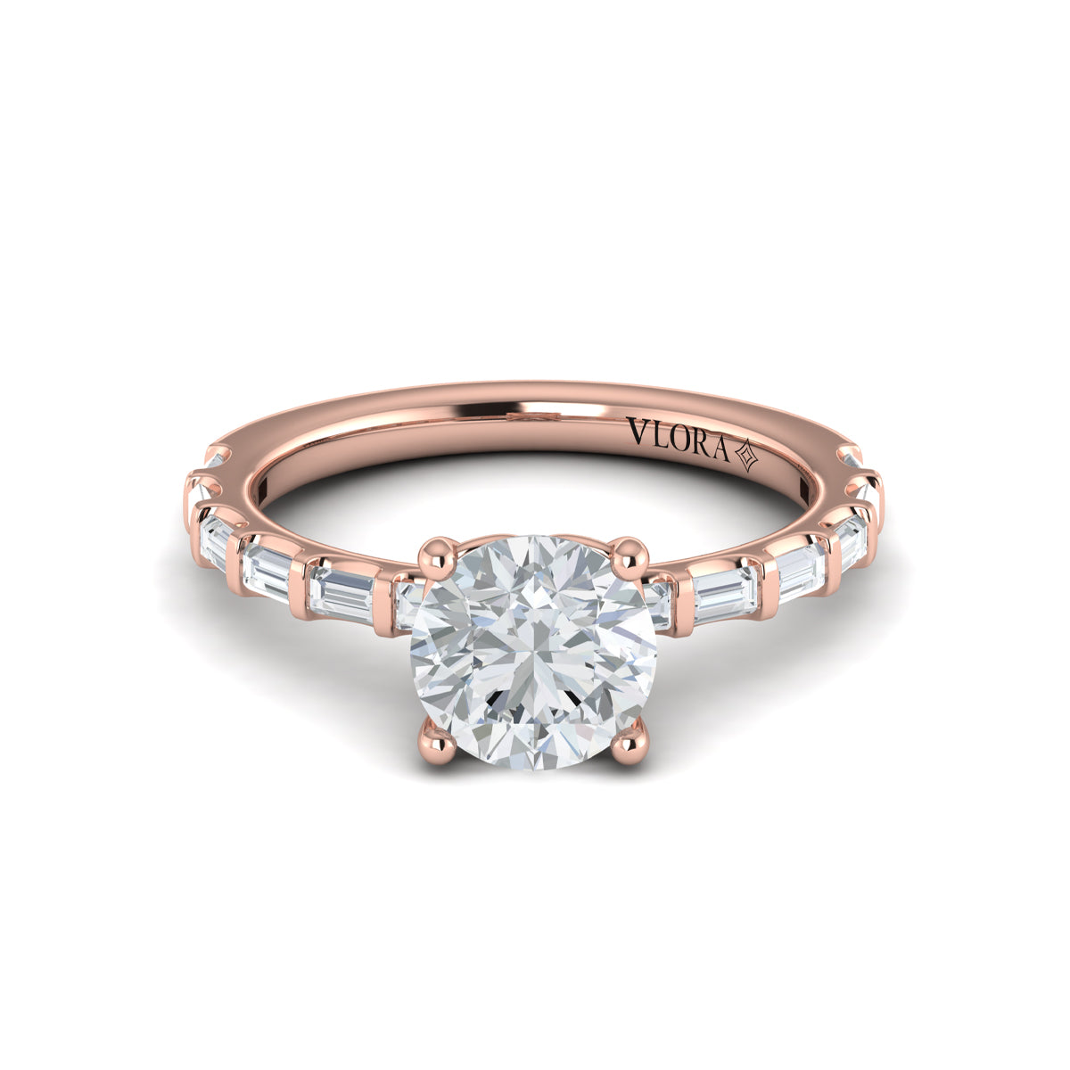 14kt Rose Gold Baguette Diamond Engagement Ring