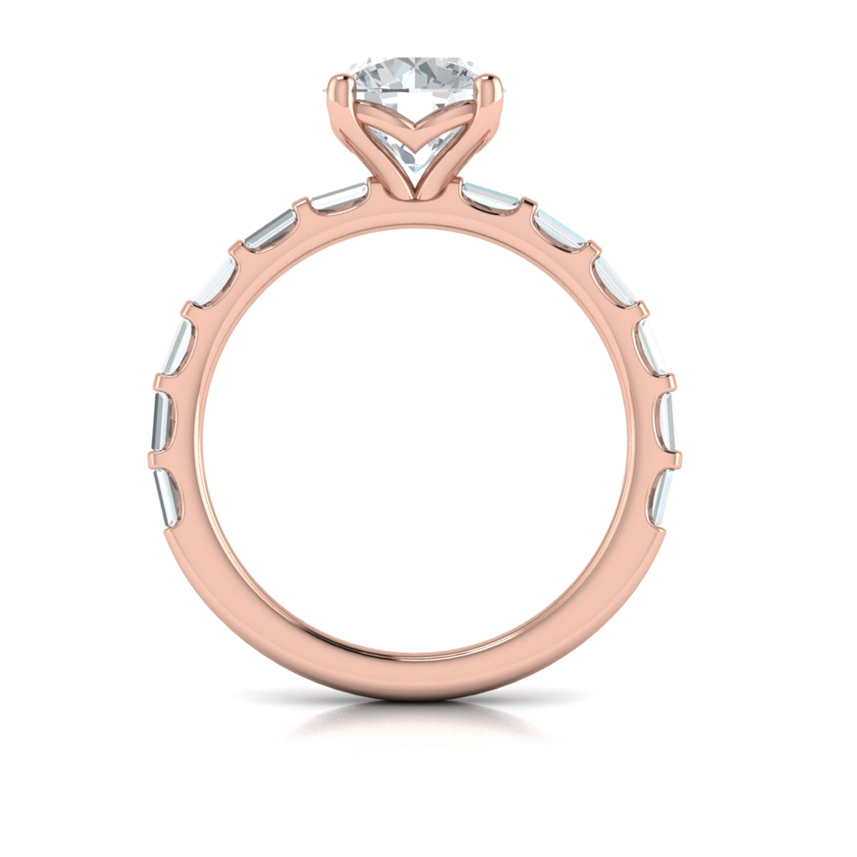 14kt Rose Gold Baguette Diamond Engagement Ring