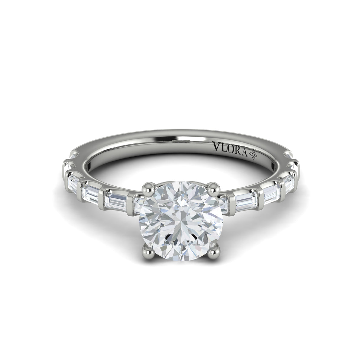 14K White Gold Baguette Diamond Engagement Ring