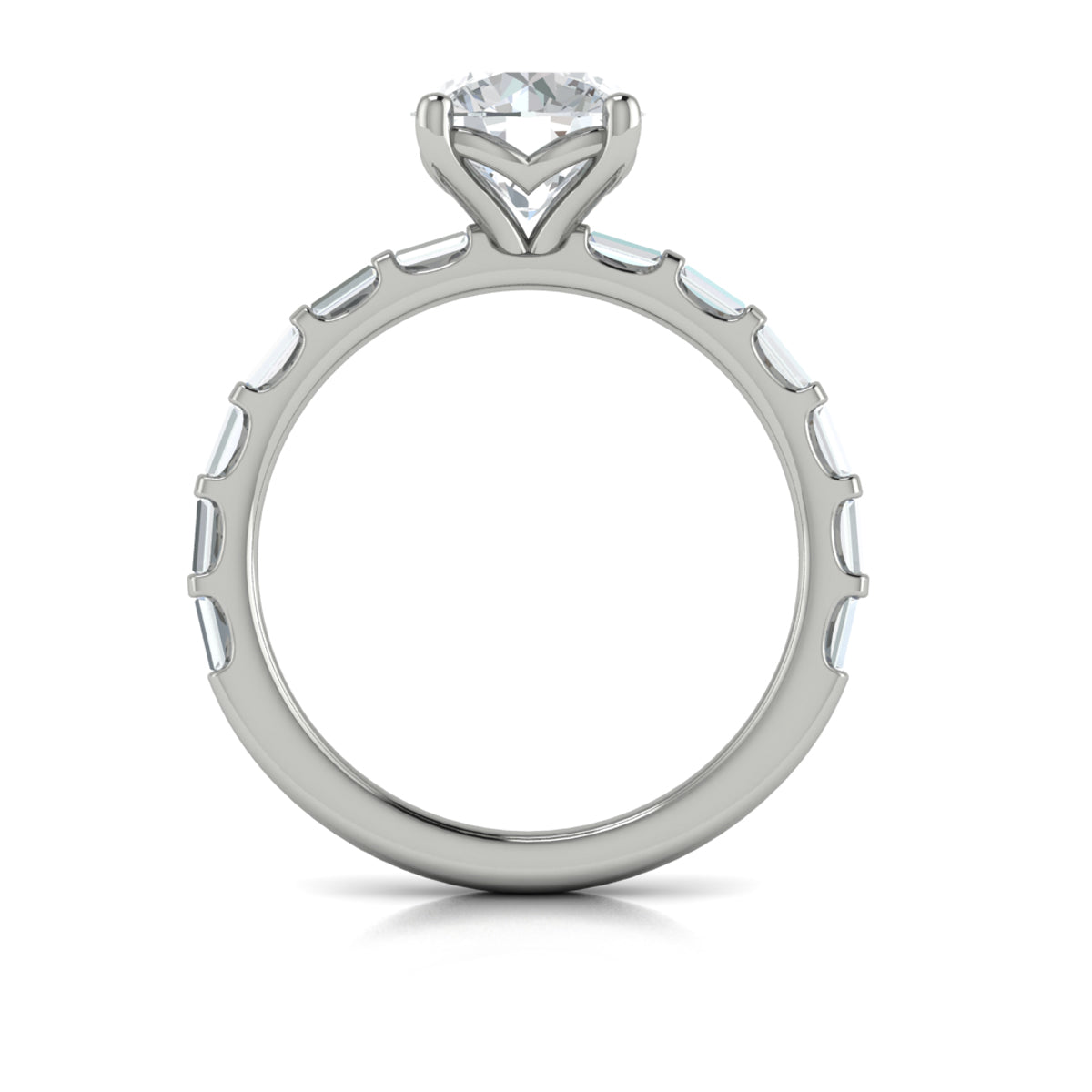 14K White Gold Baguette Diamond Engagement Ring