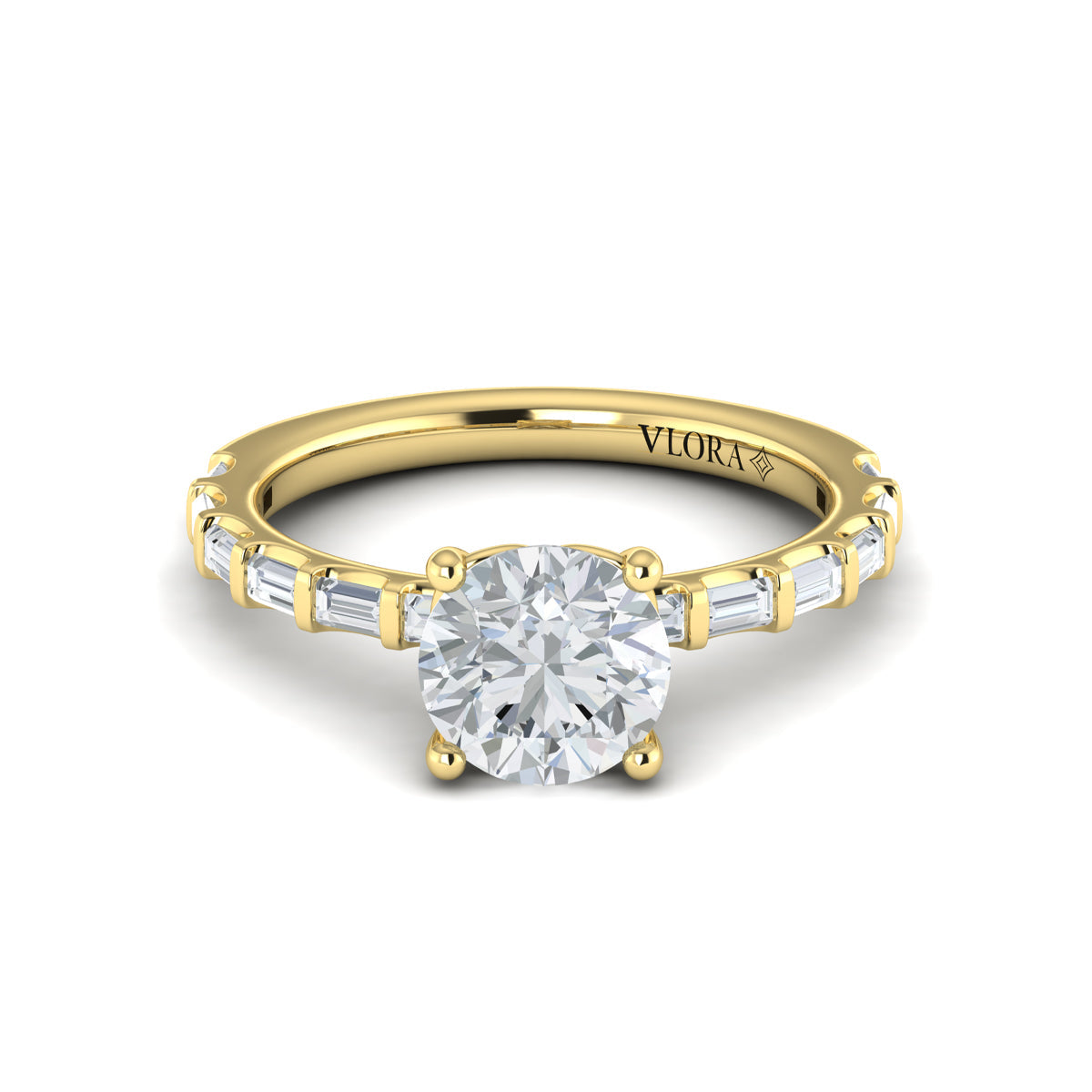14kt Yellow Gold Baguette Diamond Engagement Ring